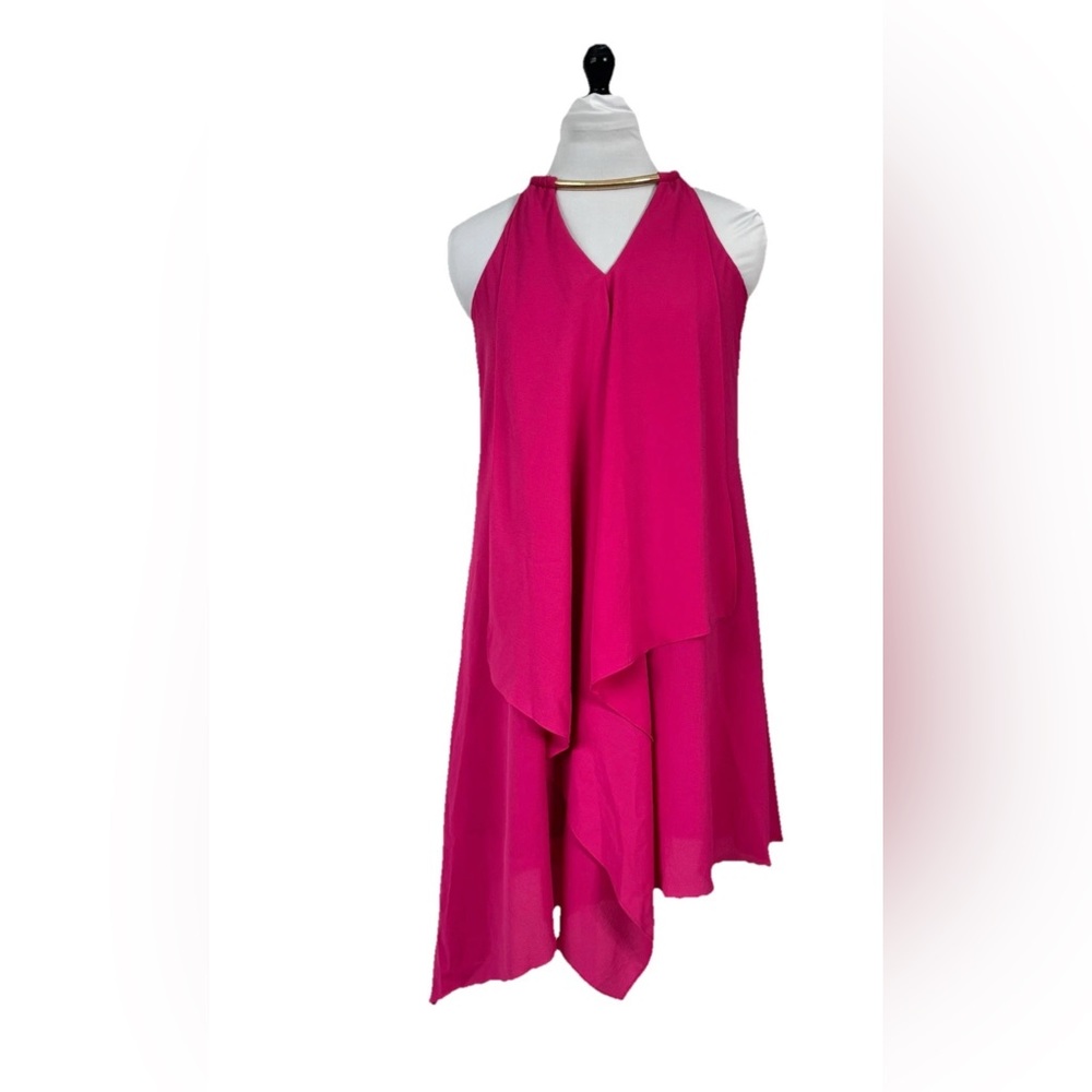 Kensie Snake Chain Pink Asymmetrical Party Dress - Picture 11 of 16